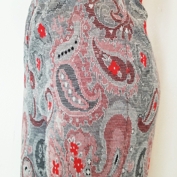 Vtg 70s Double Knit Pants Ankle Cropped Paisley - Picture 7 of 8